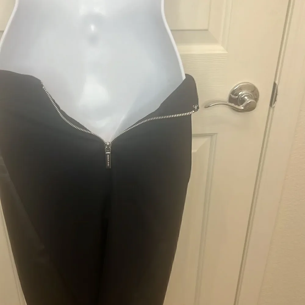 Michael Kors Skirt Size 10 Black Basics Leather Slimming Midi Silver Hardware